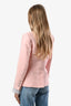 Pre-loved Chanel™ 2017C Pink Silk 'Coco Cuba' Ruffle Sleeve Blazer Size 36
