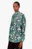 Smythe Green/Black Floral High-Neck Long Sleeve Top Size L