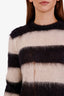 Saint Laurent Black/White Striped Mohair Distressed Sweater Size S