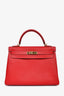 Hermès 2012 Red Epsom Verso Kelly 32 Permabrass Hardware with Strap