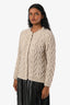 Simone Rocha Beige Alpaca Wool Blend Cable Knit Pearl Buttons Crewneck Cardigan Size XS