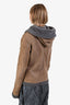 Dolce & Gabbana Brown Leather Shearling Hooded Jacket Size 48