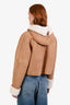 Loewe Tan Leather Shearling-Trim Collared Button Jacket Size 36