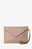 Valentino Beige Leather Rockstud Envelope Clutch