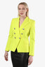 Balmain Yellow Double Breasted Blazer Size 38