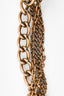 Marni Brown Pom Pom Rhinestone Embellished Flower Satin Band Necklace