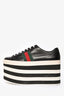 Gucci Black/White Leather Platform 'Peggy Web' Sneakers Size 38