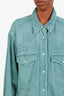Isabel Marant Etoile Green Denim Oversized Shirt Jacket Size 38