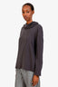 Brunello Cucinelli Grey Silk Cowl Neck Long Sleeve Top Size XL