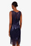 Christina Perrin Blue Sequin Embellished Sleeveless Midi Dress Size 6