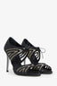 Rene Caovilla Black Crystal Lace Up Heels Size 37.5