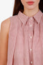 Brunello Cucinelli Red/White Pinstripe Linen Silk Sleeveless Button Down Shirt Size L