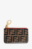 Fendi Brown/Red FF Embossed Key Pouch Wallet