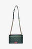 Pre-loved Chanel™ Metallic Green Aged Lambskin Leather Old Medium Boy Bag
