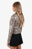 IRO Brown/Beige Leather Snake Print Moto Jacket Size 38