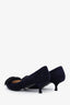 Prada Navy Suede Bow Detail Kitten Heels Size 39.5
