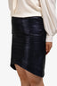 Tom Ford Metallic Dark Blue Crocodile Embossed Skirt Size 44