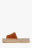 Gucci Brown Embroidered GG Espadrille Slides Size 38
