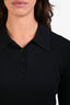 Sandro Black Ribbed Long Sleeve Polo Shirt Size 4