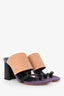 Dries Van Noten Purple/Beige Leather Ponyhair Sandals Size 38.5