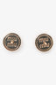 Miu Miu Gold Tone Metal Yellow Enamel Logo Round Earrings