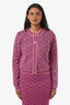 Versace Pink/Black Greca Wool Blend 'La Greca' Cardigan Size 40