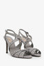 Valentino Blue Leather Crystal Embellished Open Toe Shoe Size 38.5