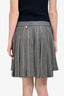 Thom Browne Grey/White Wool Dropped Pleated Stripe Mini Skirt Size 4