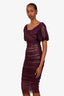 Dolce & Gabbana 2014 Runway Purple Silk Ruched Maxi Dress Size 42