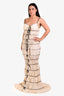 Mirror Palais White/Black Silk Ruffle Tunnel Gown Shell Maxi Dress Size XL