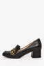 Gucci Black Leather GG Block Heels Size 38.5