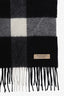 Burberry Black/White Cashmere Check Fringe Scarf