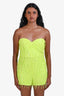 Saylor Neon Green Sequin Fringe Strapless Mini Romper Size Small