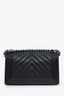 Pre-loved Chanel™ 2018-19 Black Chevron Leather Medium Boy Bag