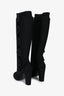 Pre-loved Chanel™ Black Stretch Fabric Camellia Tall Boots Size 37.5