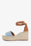 Hermès Blue Denim Tipoli Espadrille Wedges Size 40