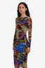 Fuzzi Multicolour Floral Long Sleeve Midi Dress Size XS