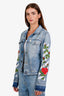Off-White Blue Cotton Virgil Abloh 2017 Diagonal Roses Denim Jacket Size S