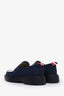 Thom Browne Navy/White Leather-trimmed Tweed Loafers Size 36
