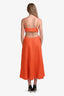 Reformation Orange Linen Cut Out Strapless Midi Dress Size 8