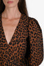 Ganni Brown/Black Leopard Print Ballon Sleeve Wrap Maxi Dress Size 34