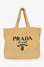 Prada Raffia Logo Medium Tote Bag