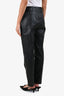 Balenciaga 2017 Black Leather Logo Patch Cropped Moto Pants Size 42