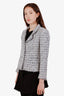 Pre-loved Chanel™ 05A Grey Tweed Fringe Trimmed Single Breasted Jacket Size 40