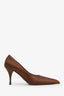 Prada Brown Satin Pointed Toe Heels Size 38