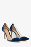 Gianvito Rossi Navy Suede Plexi Pumps Size 37
