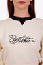 Off-White Ivory/Black Cropped Logo Embroidered Sweatshirt Size XS