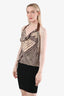 Dries Van Noten Cream/Brown Silk Patterned Halter Top Size 40