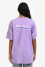 Balenciaga 2021 Purple Logo Embroidered Short Sleeve T-Shirt Size XS