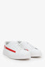 Prada White/Red Leather Logo Sneakers Size 12 Mens